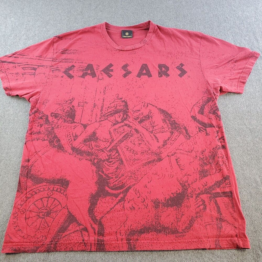 Vintage Caesars Las Vegas TShirt  Red Short Sleeve Mens